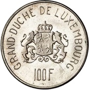 100 Francs - Charlotte Pattern, Luxembourg, 1963 reverse image
