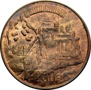 250 francs - Charlotte Essai - Cuivre, Luxembourg, 1963 reverse image