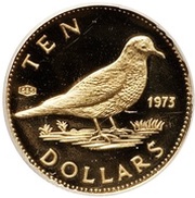 10 Dollars Independence, Bahamas, 1973 reverse image