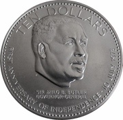 10 Dollars - Elizabeth II Independence, Bahamas, 1974 reverse image