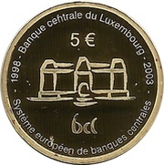 5 Euros - Henri I Central banks system, Luxembourg, 2003 reverse image