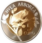 5 Euros - Henri I Hyla arborea - European Treefrog, Luxembourg, 2017 reverse image