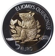 5 Euros Eliomys quercinus, Luxembourg, 2023 reverse image