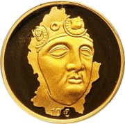 10 Euros - Henri I Hellange Mask; Gold Bullion, Luxembourg, 2004 reverse image