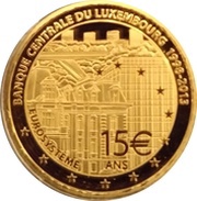 15 Euros - Henri I Central Bank of Luxembourg, Luxembourg, 2013 reverse image