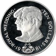 10 Dollars Royal Wedding, Bahamas, 1981 reverse image