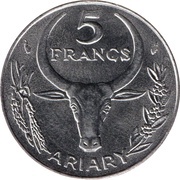 5 Francs / 1 Ariary reverse image