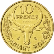 10 Francs Essai, Madagascar, 1970 reverse image