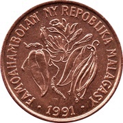 10 Francs / 2 Ariary obverse image