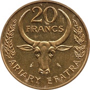 20 Francs / 4 Ariary FAO reverse image
