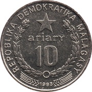 10 Ariary motto A obverse image