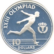 10 Dollars Summer Olympic Games, Los Angeles, Bahamas, 1984 reverse image