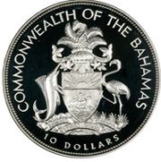 10 Dollars Royal visit, Bahamas, 1985 reverse image