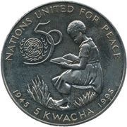 5 Kwacha United Nations reverse image