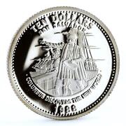 10 Dollars Christopher Columbus discovers the New World, Bahamas, 1988 reverse image