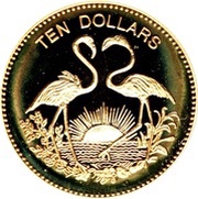 10 Dollars - Elizabeth II Flamingos, Bahamas, 1992 reverse image