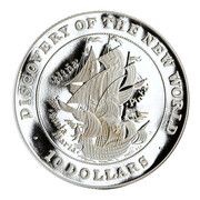 10 Dollars Discovery of the New World, Bahamas, 1992 reverse image