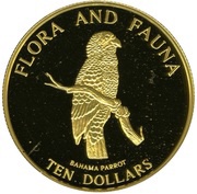 10 Dollars Bahama Parrot, Bahamas, 1995 reverse image