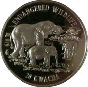 20 Kwacha Endangered Wildlife, Malawi, 1996 reverse image