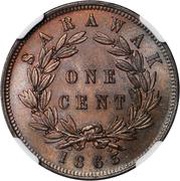 1 Cent - James Brooke Rajah, Malaysia, 1863 reverse image