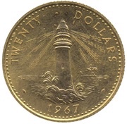 20 Dollars - Elizabeth II, Bahamas, 1967 reverse image