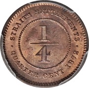 ¼ Cent - Victoria, Malaysia, 1872-1883 reverse image