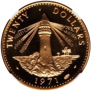 20 Dollars - Elizabeth II, Bahamas, 1971 reverse image