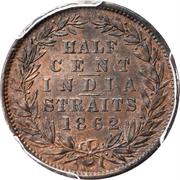 ½ Cent - Victoria, Malaysia, 1862 reverse image