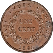 1 Cent - Victoria, Malaysia, 1845 reverse image
