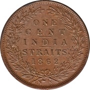 1 Cent - Victoria, Malaysia, 1862 reverse image