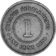 1 Cent - Victoria Trial Strike, Malaysia, 1890-1898 reverse image