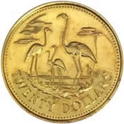 20 Dollars Independence, Bahamas, 1973 reverse image