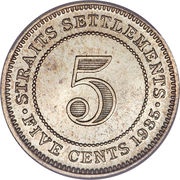 5 Cents - George V, Malaysia, 1926-1935 reverse image