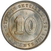 10 Cents - George V, Malaysia, 1916-1917 reverse image