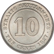 10 Cents - George V, Malaysia, 1926-1927 reverse image