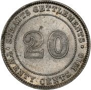 20 Cents - Edward VII, Malaysia, 1910 reverse image