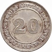 20 Cents - George V, Malaysia, 1926-1935 reverse image
