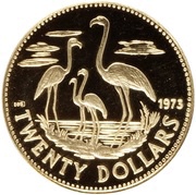 20 Dollars Independence, Bahamas, 1973 reverse image
