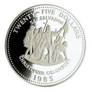 25 Dollars Christopher Columbus, Bahamas, 1985 reverse image