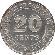 20 Cents - George VI, Malaysia, 1943-1945 reverse image