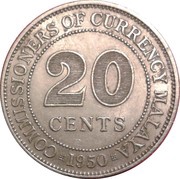 20 Cents - George VI, Malaysia, 1948-1950 reverse image