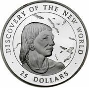 25 Dollars Discovery of the New World - Aborigine reverse image