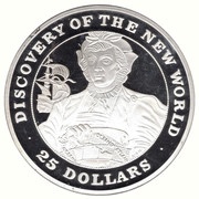 25 Dollars 500th Anniversary of the Americas, Bahamas, 1991 reverse image