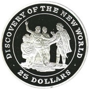 25 Dollars Discovery of the New World, Bahamas, 1992 reverse image