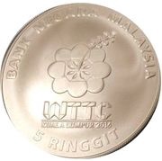 5 Ringgit - Agong XIV World Team Table Tennis Championships 2016 obverse image