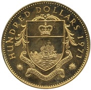 100 Dollars - Elizabeth II, Bahamas, 1971 reverse image