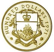 100 Dollars - Elizabeth II, Bahamas, 1971 reverse image