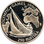250 Rufiyaa 1996 Olympic Games, Maldives, 1993 reverse image