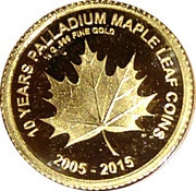 100 Francs CFA 10 Years Palladium Maple Leaf reverse image