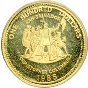 100 Dollars Christopher Columbus, Bahamas, 1985 reverse image